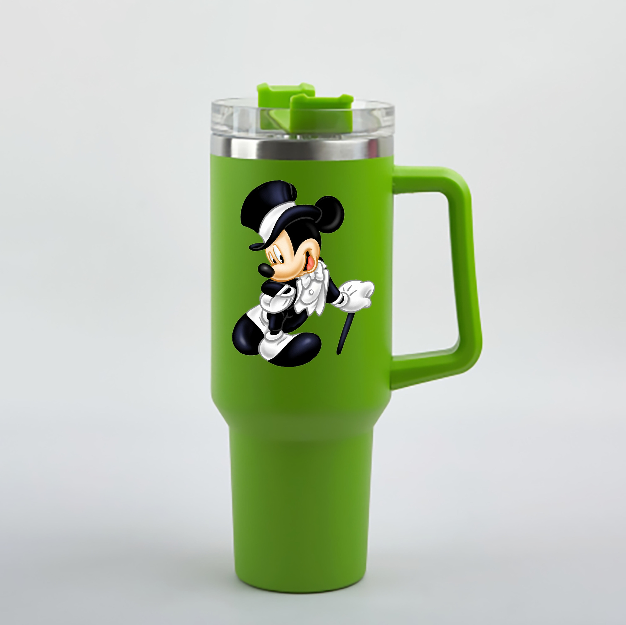 （画像用） ミッキーマウス Mickey Mouse 1200mL車用タンブラー - クリスタルステッカー（プラスチックストロー付き）